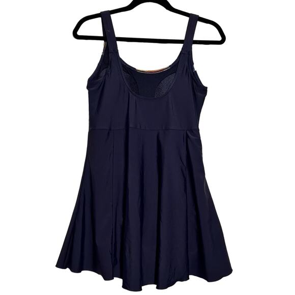 La Isla One Piece Built-In‎ Bra Swimsuit Deep Purple Floral Flowy Size 14 - Picture 2 of 12